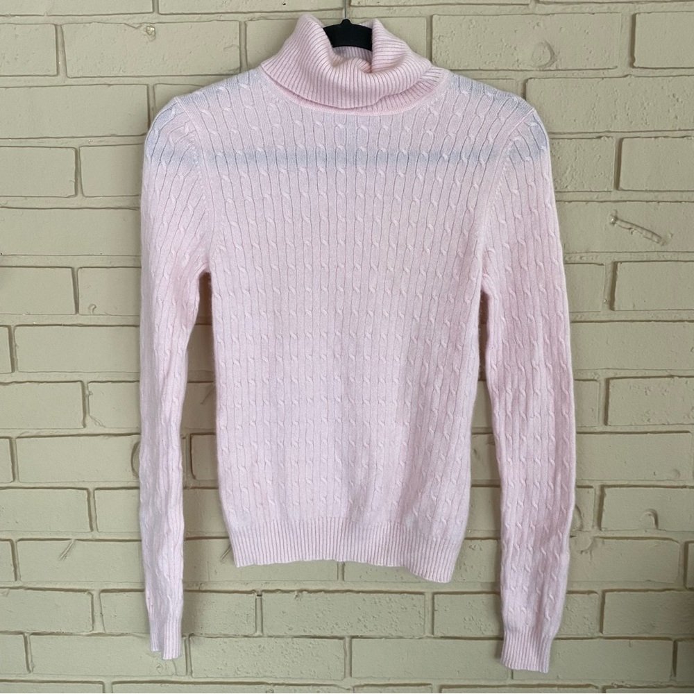 SOPHIA MILANO 100% Cashmere Pink Cable Knit Soft Girl Sweater Women’s S Coquette